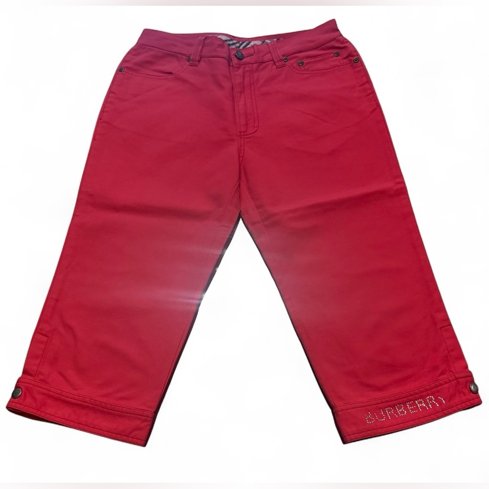 Burberry Red Pants with Signature Check Waistband - Picture 2 of 15